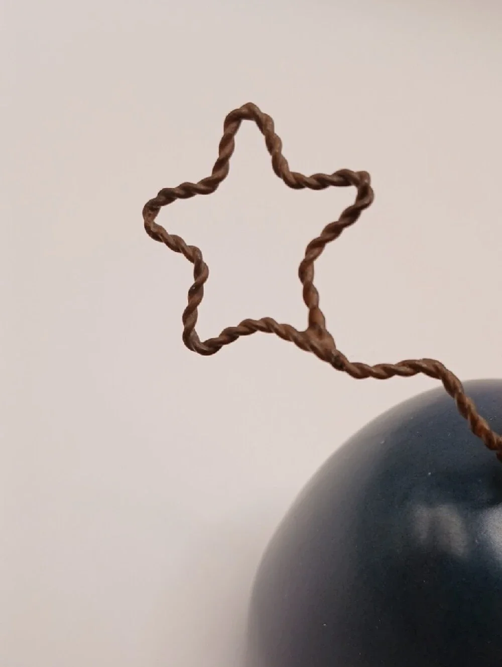 Honey & Me Small Blue Ceramic Vase with Wire Star